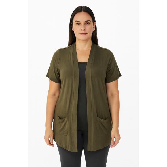 Isaac Mizrahi Live! Women's Open Front Short Sleeve Cardigan -Size Small Petite - Picture 1 of 6